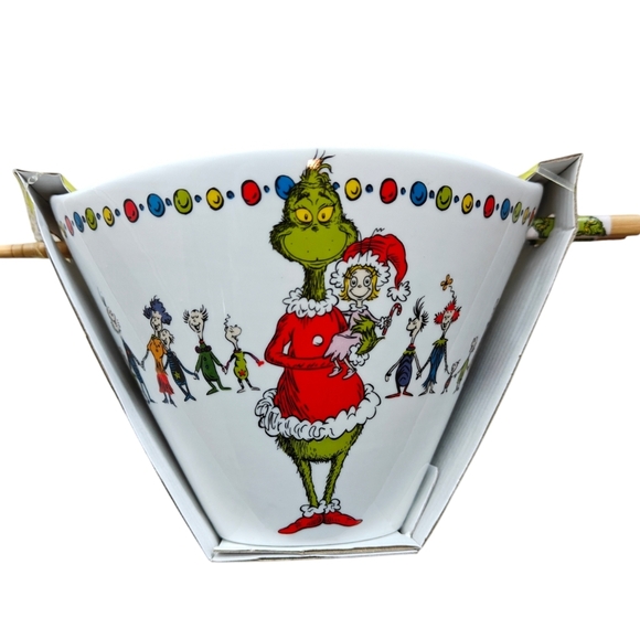 The Grinch Dr. Seuss Ramen Bowl And Chopsticks Set 65th Anniversary 17oz. - Picture 2 of 8